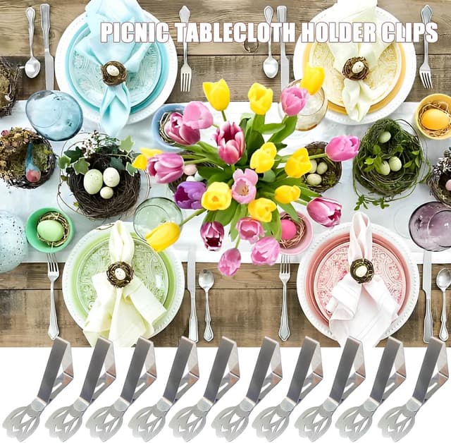 Detalle de CUNGLIN Tablecloth Clips 10 Pack (Tulip Shape) for Outdoor Thick Tables
