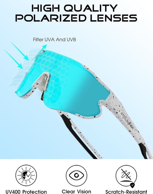 Detalle 2 de ATTCL Lunettes de soleil de sport légères UV400 pour enfants et adolescents XQ548