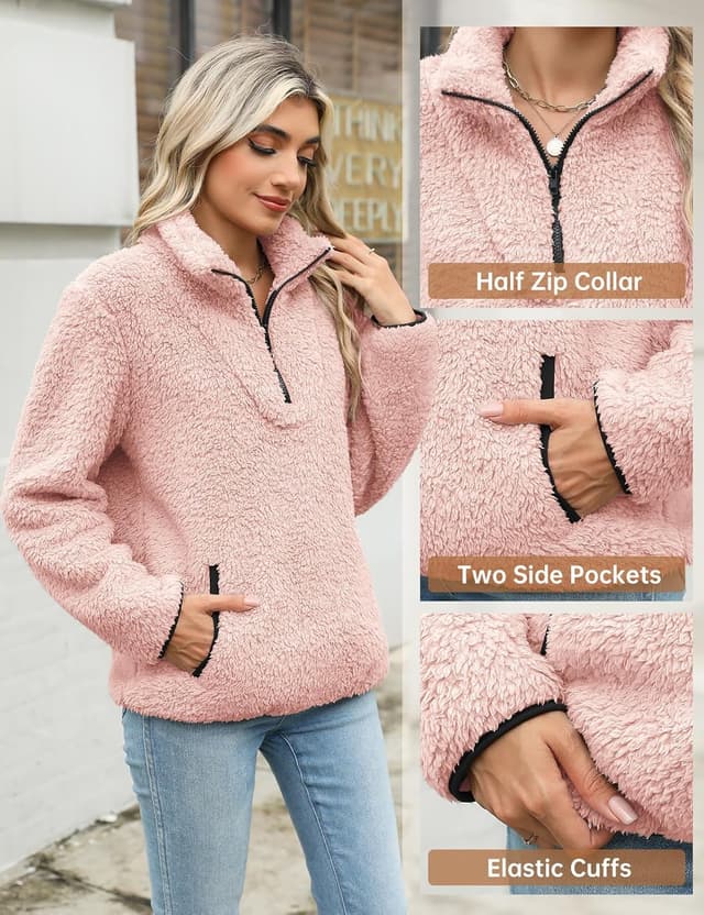 Detalle de Tuopuda Pullover Damen mit 1/4 Zip