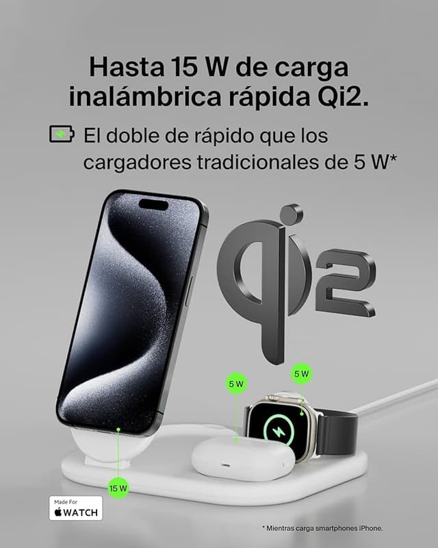 Detalle 2 de Belkin BoostCharge Cargador Magnético Qi2 15 W