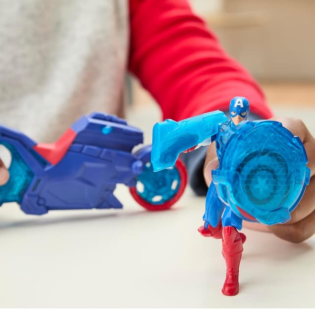 Thumbnail 6 de Hasbro Marvel Avengers Epic World of Action: Shield-Shot Cycle di Captain America (figura e motocicletta)