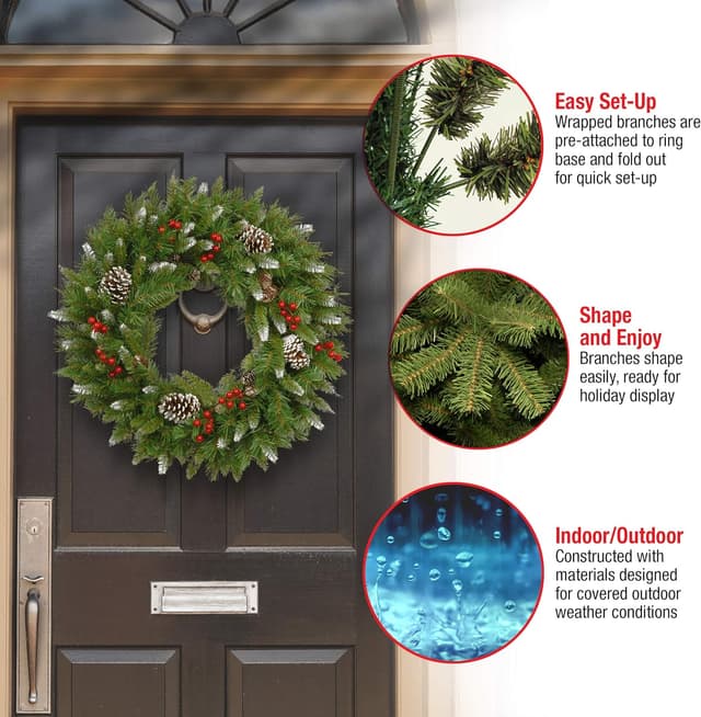 Thumbnail 3 de National Tree Company 24 in Frosted Berry Wreath 🎄