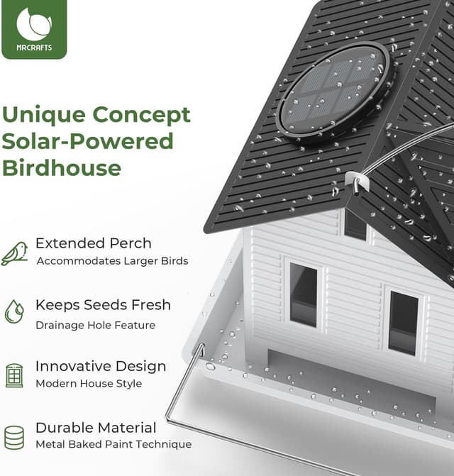 Detalle de MrCrafts Comedero para Pájaros con Luz Solar