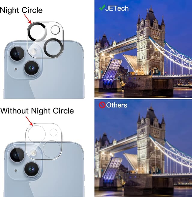 Detalle de JETech Full Screen Schutzfolie für iPhone 14 (6,1 Zoll) inkl. Kameraschutz – 2 Stück