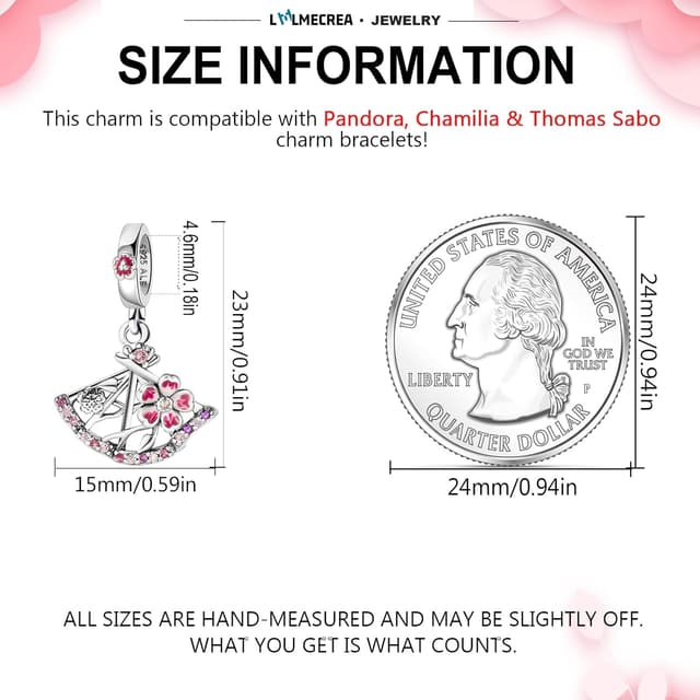 Detalle de LMLMECREA Charms Anhänger aus 925 Sterling Silber für europäische Armbänder – Kirschblüte im Set