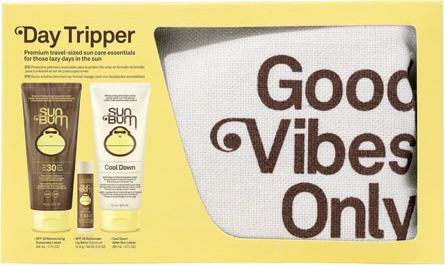 Detalle de Sun Bum Day Tripper SPF 30 Sun Care Kit (Travel Size) with SPF30 Lotion, Lip Balm & After Sun