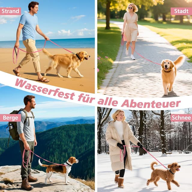 Detalle de X XBEN Wasserdichte Schleppleine für Hunde mit abschließbarer Karabiner-Klemme – 10 m gummiert