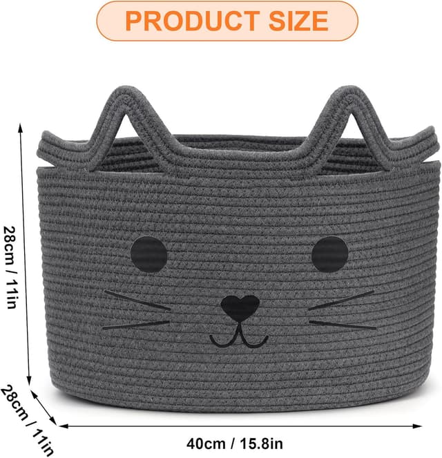 Detalle de Goodheim Cesto portaoggetti in cotone gatto grigio