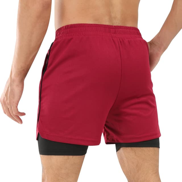 Detalle de Comilaka Men’s 2 in 1 Running Shorts with Phone Pocket – breathable gym and workout training shorts