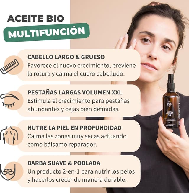 Thumbnail 2 de Bionoble Aceite de Ricino Orgánico 50ml 🌱 Para Pestañas, Cejas, Cabello