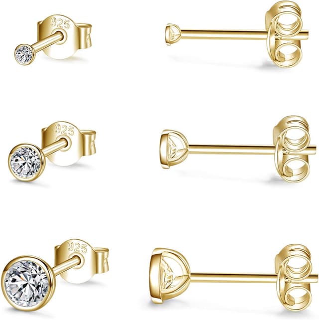 Thumbnail 6 de Sterling Silber Ohrstecker mit 3 mm Zirkonia