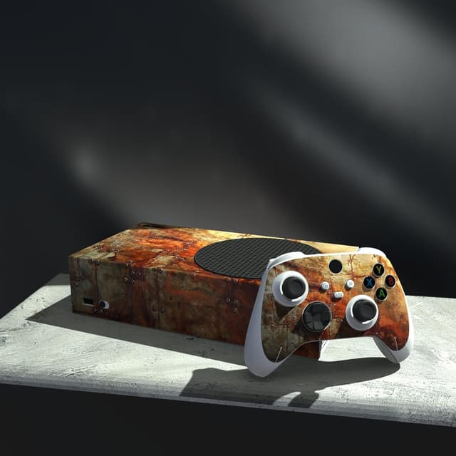 Detalle de playvital Custom Vinyl Skins for Xbox Series S (Rusty Armor) — console skin and controller wrap decals