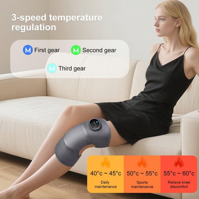 Detalle de Cordless heated knee support massager with heat, 3 modes and 3 heating levels