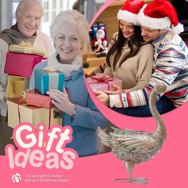 Detalle de Yeomoo Metall Gans Figuren Gartendeko – robuste Gänse-Vogel-Skulptur für Balkon & Wohnzimmer, ca. 48 cm