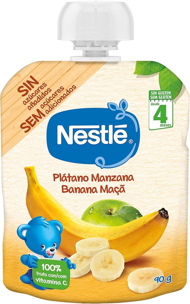 Detalle 2 de Nestlé Iogolino Bolsitas de Puré de Frutas, Plátano y Manzana 🍌🍎