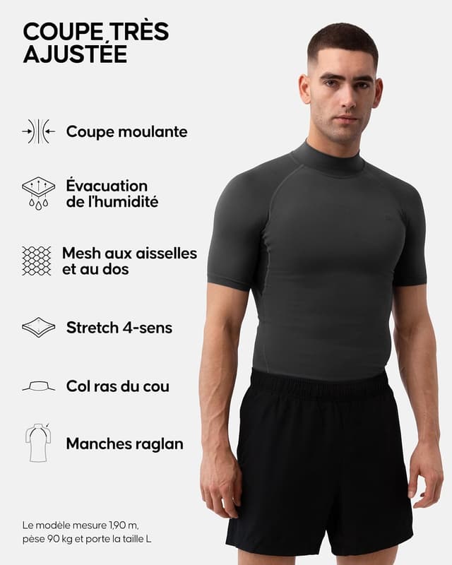 Thumbnail 1 de DANISH ENDURANCE T-shirt de compression à séchage rapide (lot de 2) pour homme