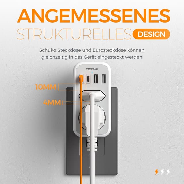 Detalle 2 de TESSAN Reiseadapter 6 in 1 für USA Typ B