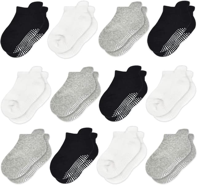 Detalle de Toddler non-slip ankle grip socks – 12 pairs for baby boys & girls (0–7 years)