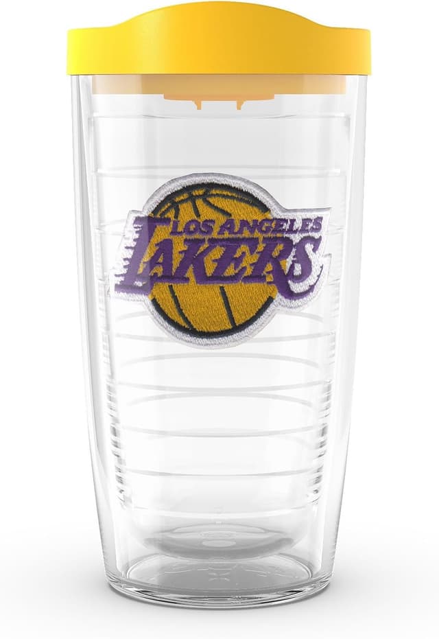 Detalle de Tervis Classic Tritan 16oz NBA Los Angeles Lakers tumbler (BPA/PFAS-free) — double-wall insulated cup