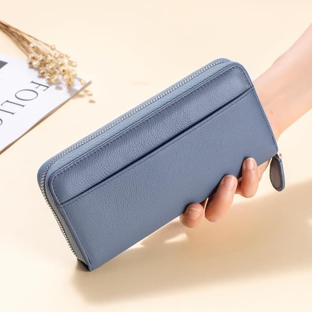 Thumbnail 6 de SCHLATUM RFID blocking leather zip wallet — large capacity 👛