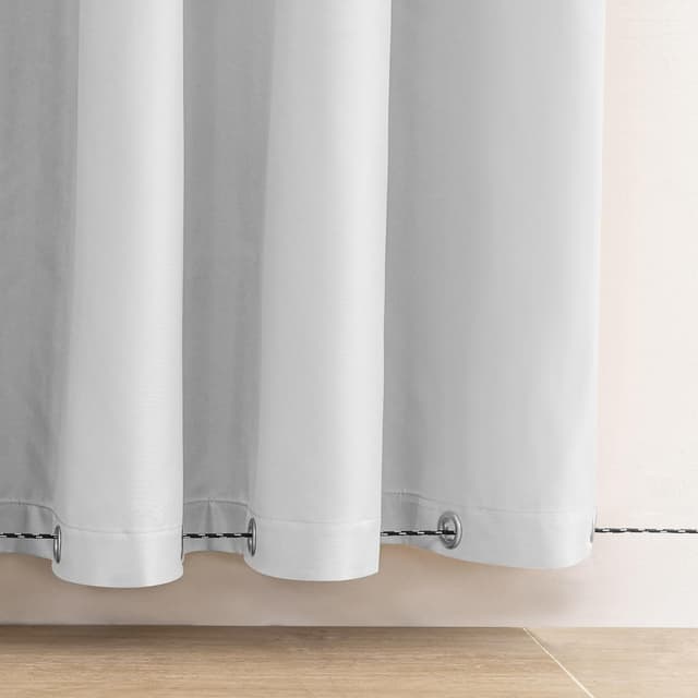 Detalle de Clothink 2er-Set Outdoor Vorhänge wasserfest, winddicht & schnelltrocknend (255x215 cm), Grau-Weiß