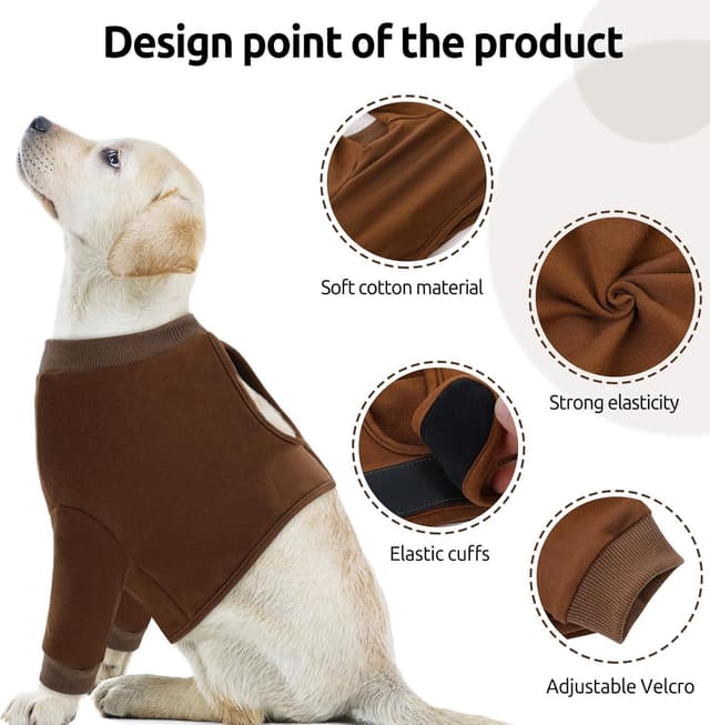 Detalle de CITÉTOILE Hundebody nach OP – Wundschutzanzug mit Vorderbeinschutz, Anti-Wundlecken, Braun, Größe L