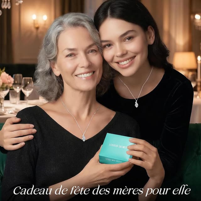 Detalle de LOUISA SECRET Collier femme Infinite Cœur en argent 925 sterling, pendentif et pierre de cœur