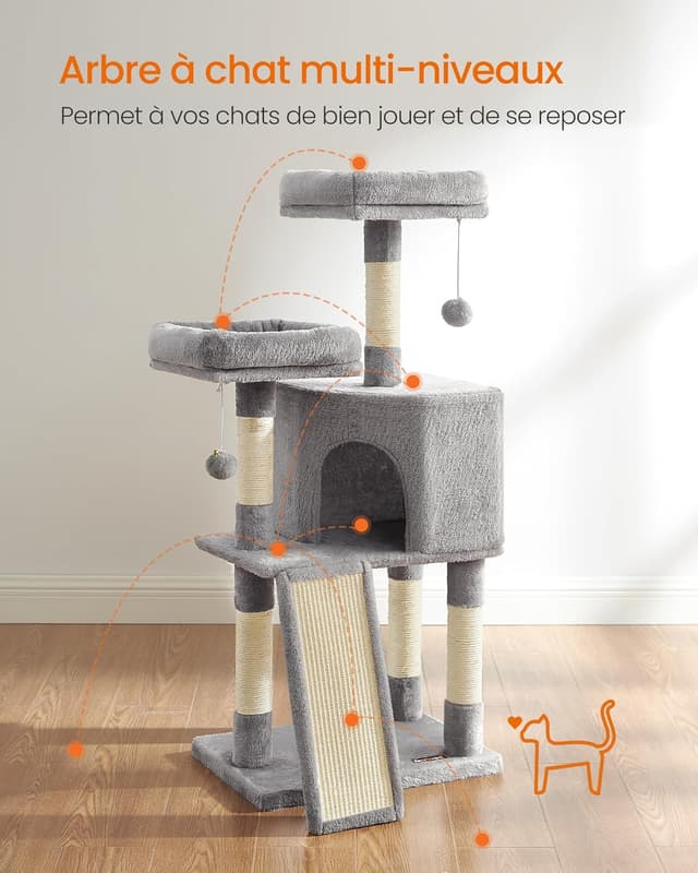 Thumbnail 3 de Feandrea Arbre à Chat 115 cm Gris