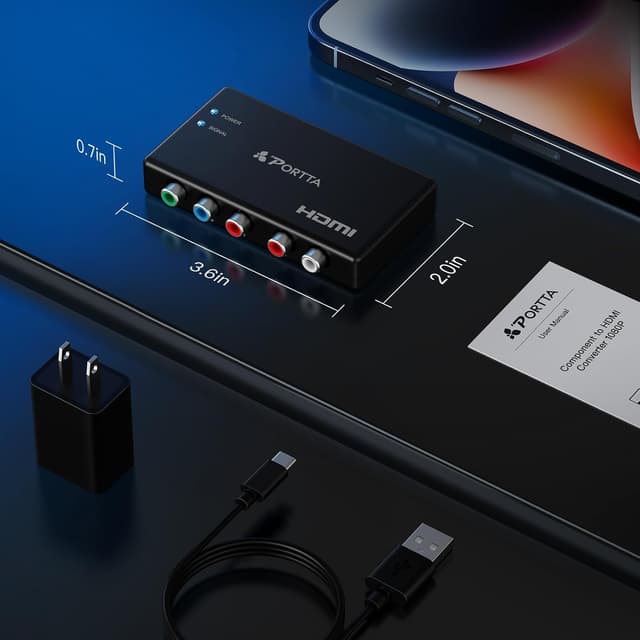 Thumbnail 6 de Portta Component to HDMI Converter (YPbPr/RGB + R/L Audio to HDMI v1.3) for 1080P 60Hz