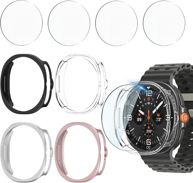Detalle de Jvchengxi 4+4 Schutzhülle (46 mm) & gehärtete Glasfolie für Samsung Galaxy Watch 8 Classic