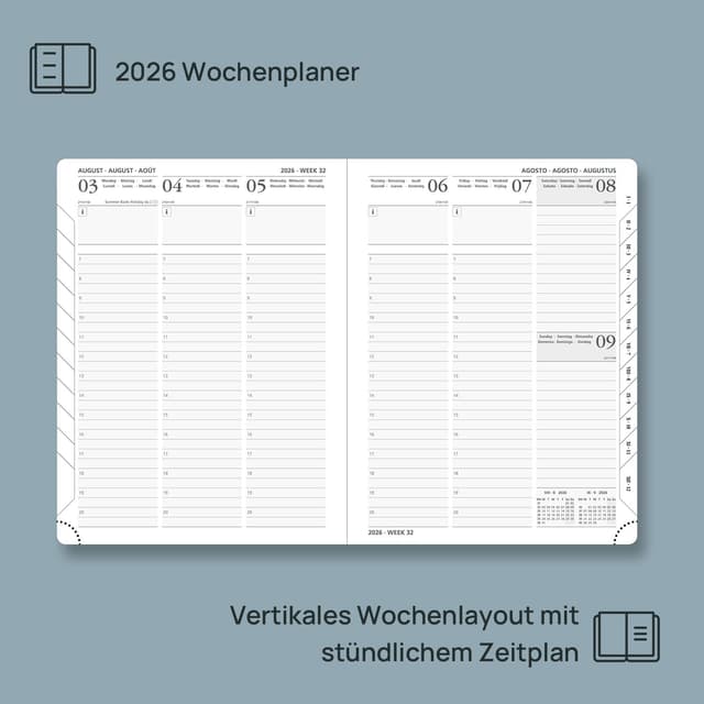 Detalle 2 de POPRUN Kalender 2026 Wochenplaner 12 Monate