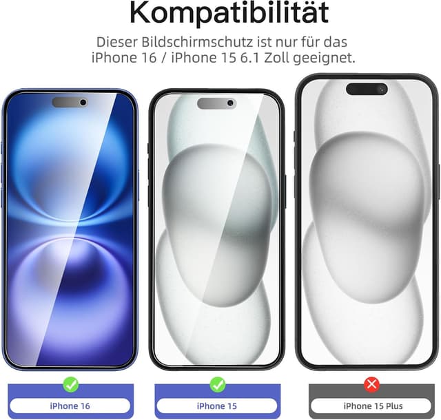 Detalle 2 de NEW'C Sichtschutzfolie 9H für iPhone 16