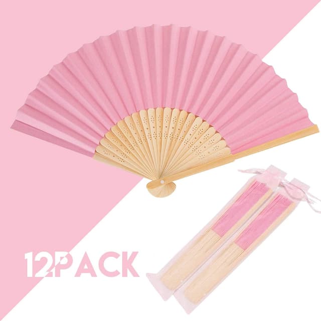 Thumbnail 6 de iZoeL Abanico Plegable Rosa - 12 Piezas para Eventos