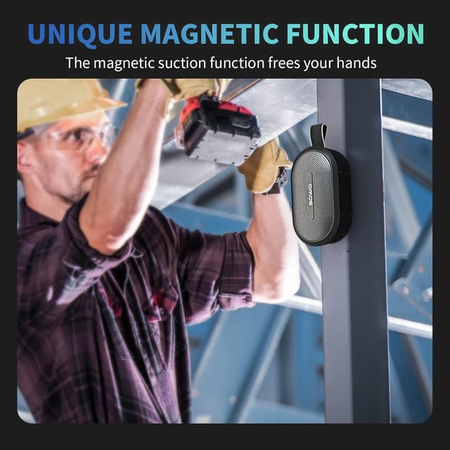 Detalle de SOWO Wireless Portable Small Speaker (Ultra Magnetic Bluetooth Speaker for Golf Cart) — Black, IP67, 24 H Playtime