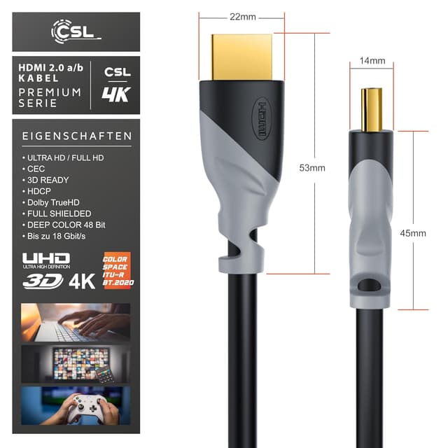 Detalle 2 de CSL-Computer 10 m HDMI Kabel 2.0b 4K