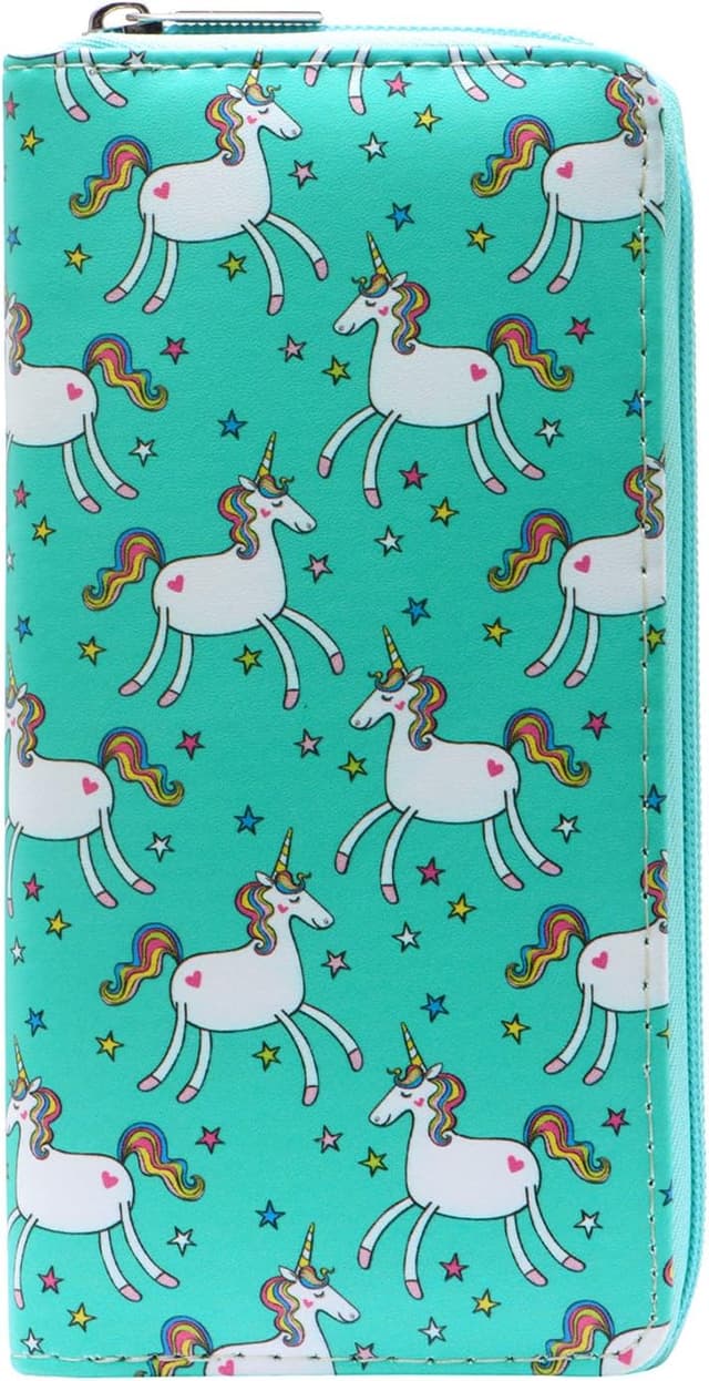 Detalle de DonDon portafoglio borsellino da donna con cerniera e motivi unicorni