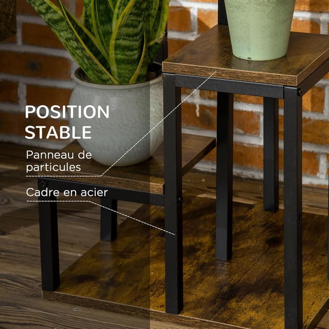 Thumbnail 3 de Outsunny support pour plantes étagère 4 niveaux noir – 40 x 40 x 81 cm