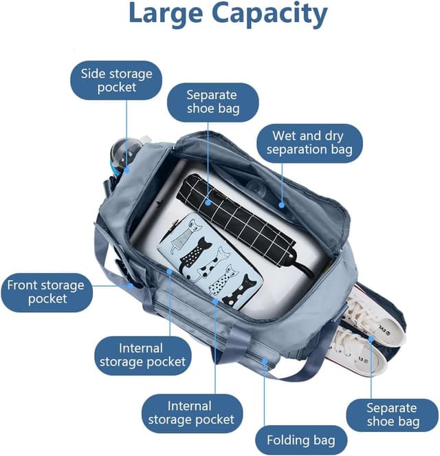 Detalle 2 de Travel Duffel Foldable Weekend Bag 35L