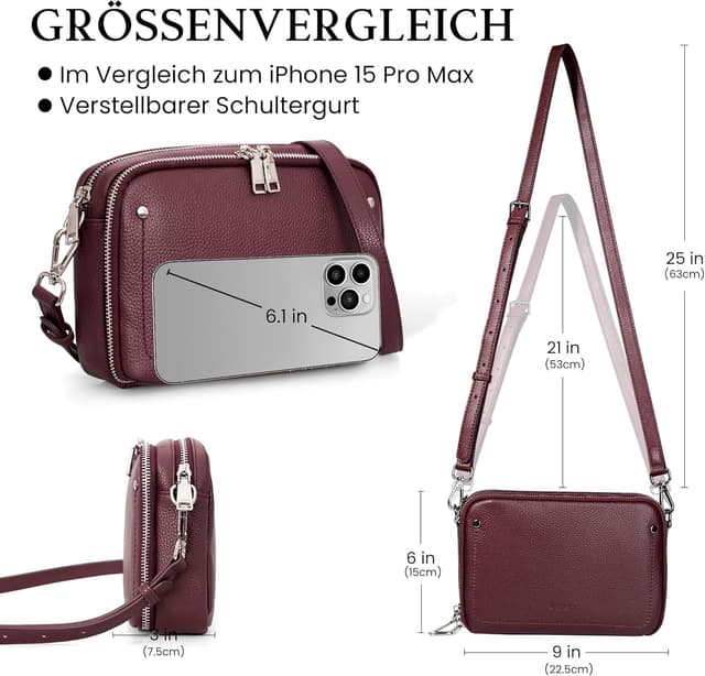 Detalle 1 de Befen Echtleder Crossbody Bag Damen klein