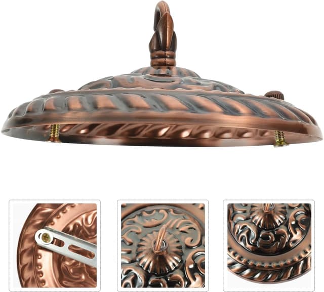 Detalle de Mikikit Vintage Deckenbaldachin 15 cm mit Haken – Metall-Deckenplatte in Rotbronze, tragfähig bis 15 kg