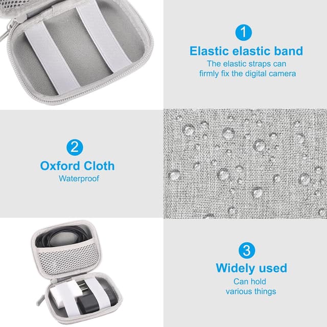 Detalle de PATIKIL Digital Camera Carrying Case (EVA Small) – Grey protective EVA storage bag for compact cameras