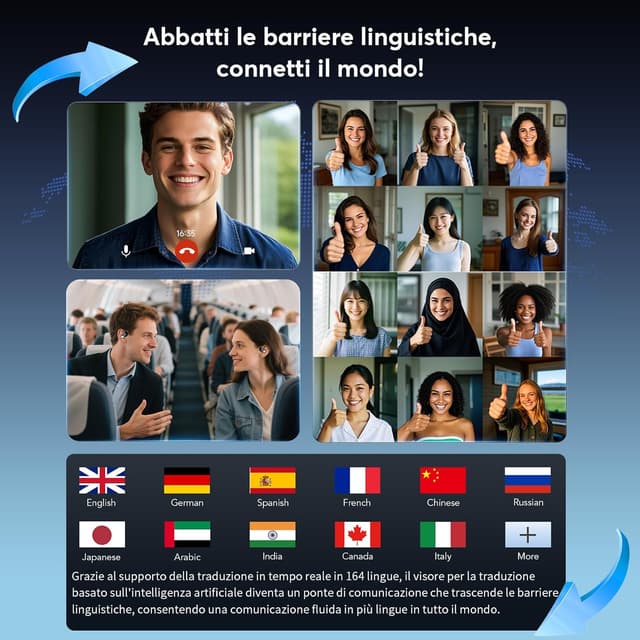 Detalle de Paekole AI Cuffie Traduzione Simultanea 2026 con Bluetooth 6.1: auricolari wireless 4-in-1