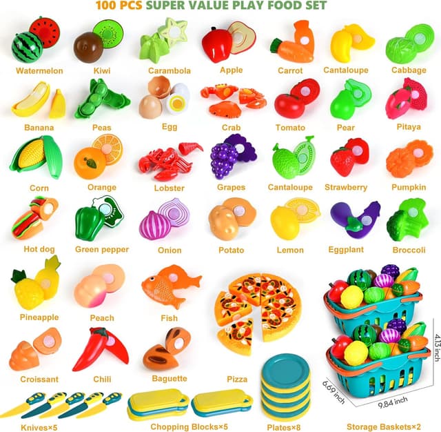 Thumbnail 1 de 100 Pcs Play Food Set