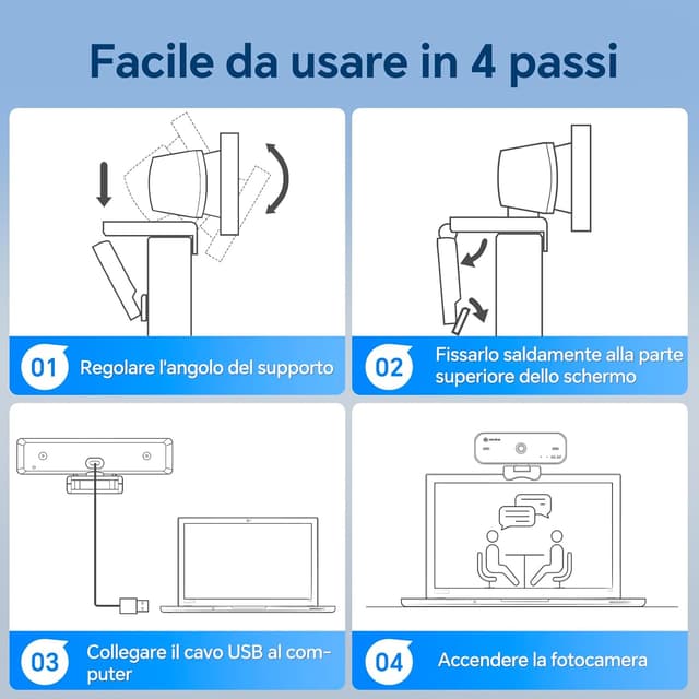 Thumbnail 6 de N newline Webcam 4K 30FPS con 2 microfoni e autofocus NewEye60s per PC, Mac e streaming