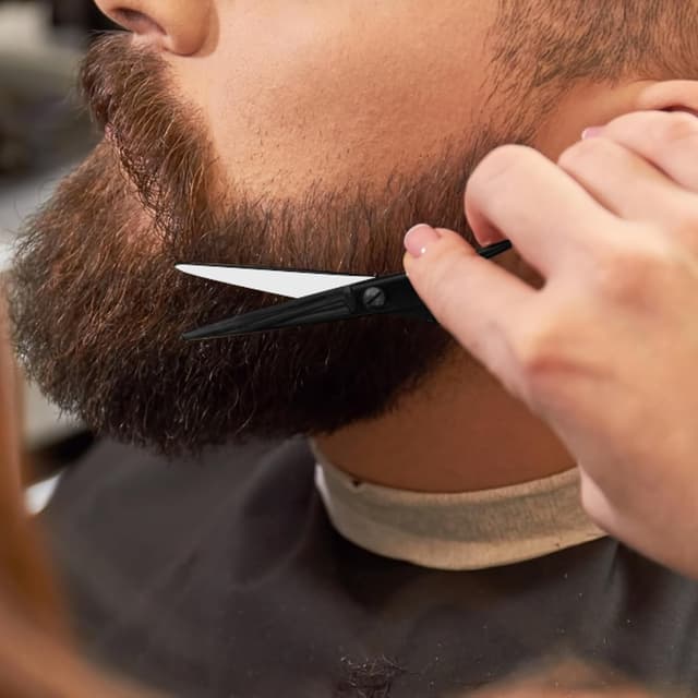 Detalle de OCBA Professional Beard Scissor (Stainless Steel) for Moustache, Ear & Nose Hair Trimming – Safety Use, Black