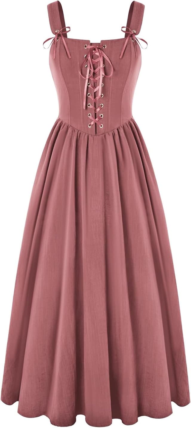 Detalle de Robe corset Renaissance sans manches à lacets Scarlet Darkness pour femme