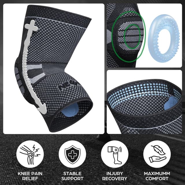 Detalle de NEENCA Professional Knee Support Sleeve with Gel Pad & Spring Stabilizers for Pain Relief
