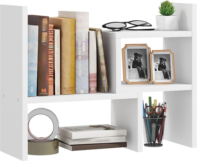 Detalle de HOMCOM Étagère de bureau modulable à poser (2 pièces) en MDF mélaminé, blanc