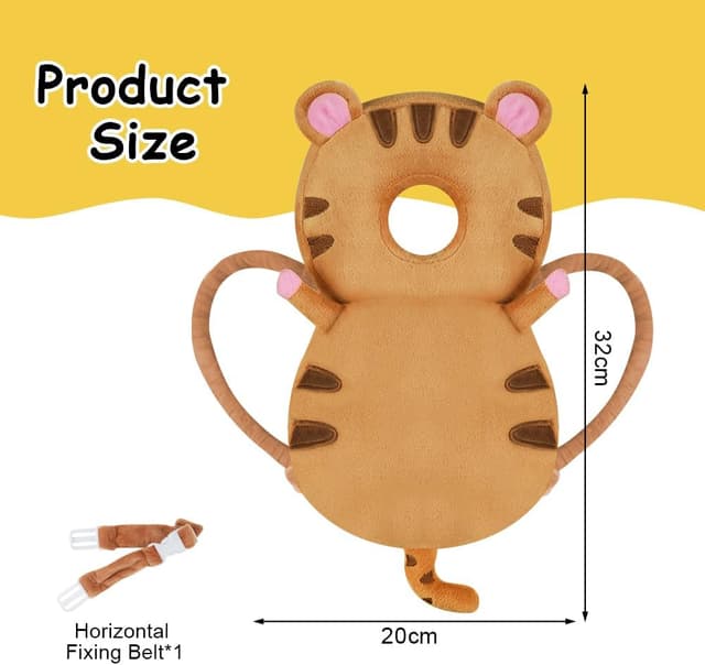 Detalle de Vicloon Protezione per la testa del bambino in tigre marrone: cuscino di sicurezza regolabile