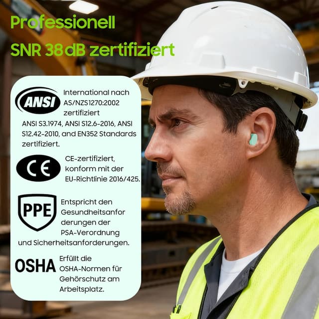 Detalle de 500 Pairs Foam Ear Plugs (Soft Disposable) with Travel Case — 38dB SNR Noise Reduction